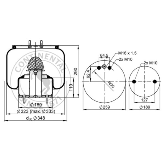 6602 N P02 - Pneumatic suspension bellows 