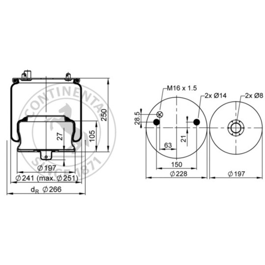 6600 N P01 - Pneumatic suspension bellows 