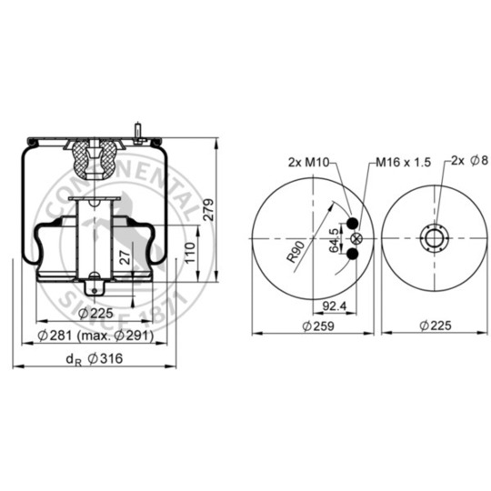 6603 N P01 - Pneumatic suspension bellows 