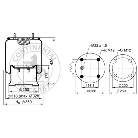 813 MB - Pneumatic suspension bellows 