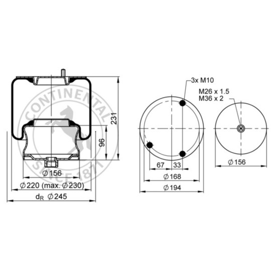 819 N P01 - Pneumatic suspension bellows 