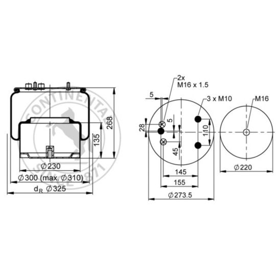 836 M2 K1 - Pneumatic suspension bellows 