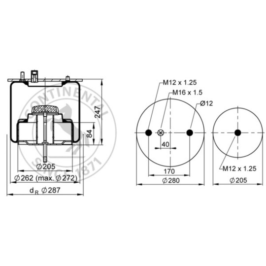 884 N P04 - Pneumatic suspension bellows 