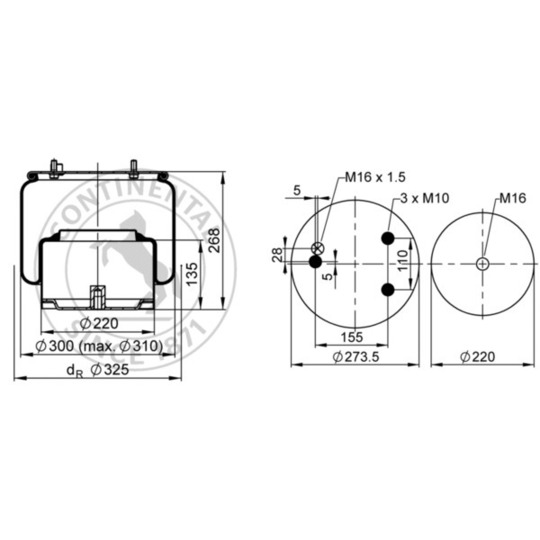 836 M K11 - Pneumatic suspension bellows 