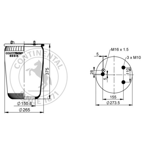 836 M - Pneumatic suspension bellows 