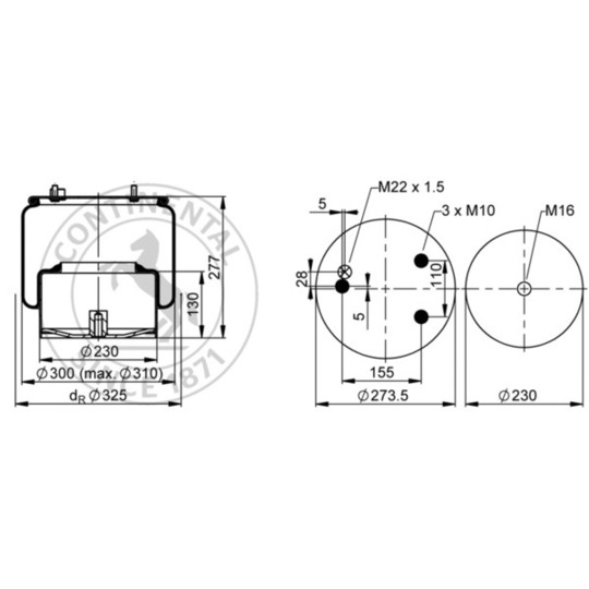 836 N P06 - Pneumatic suspension bellows 