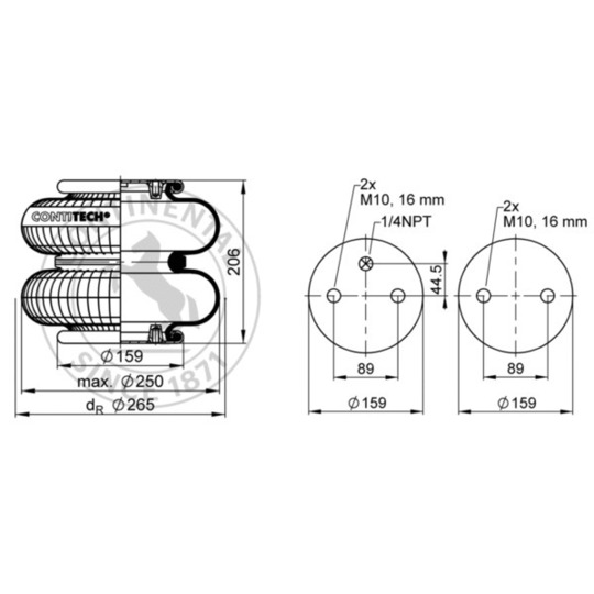 FD 200-19 1/4 M10 - Pneumatic suspension bellows 