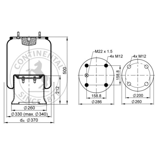 912 N P02 - Pneumatic suspension bellows 