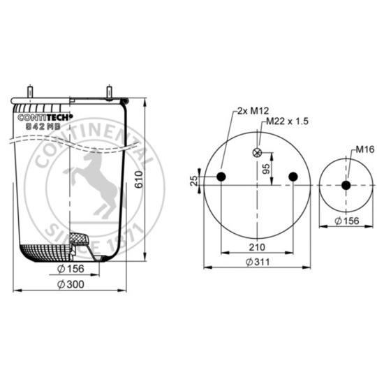 942 MB - Pneumatic suspension bellows 