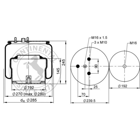 889 M K2 - Pneumatic suspension bellows 