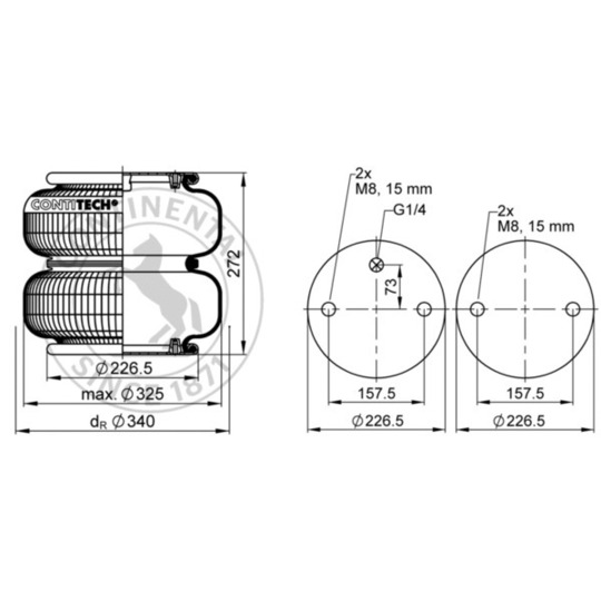 FD 330-30 1/4 M8 - Pneumatic suspension bellows 