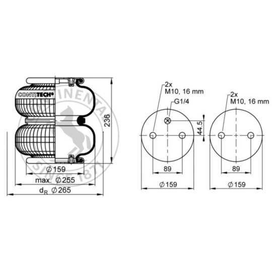 FD 200-22 1/4 M10 - Pneumatic suspension bellows 