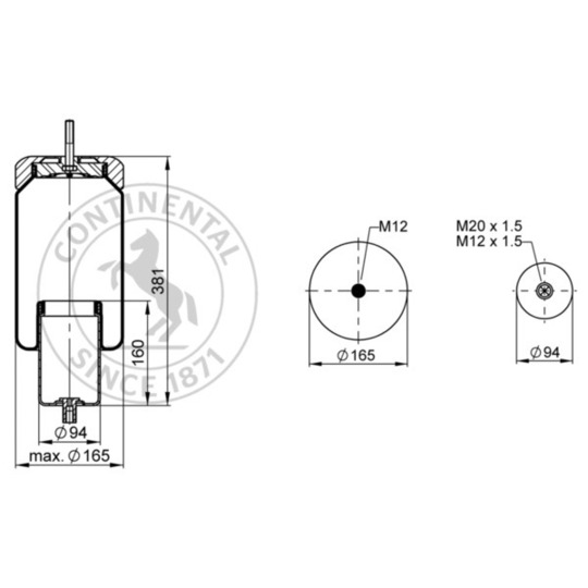 SZ 130-25 P04 - Pneumatic suspension bellows 