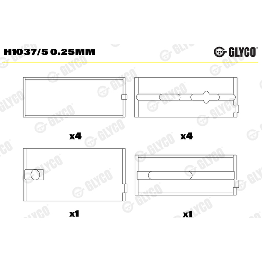 H1037/5 0.25mm - Crankshaft Bearings 