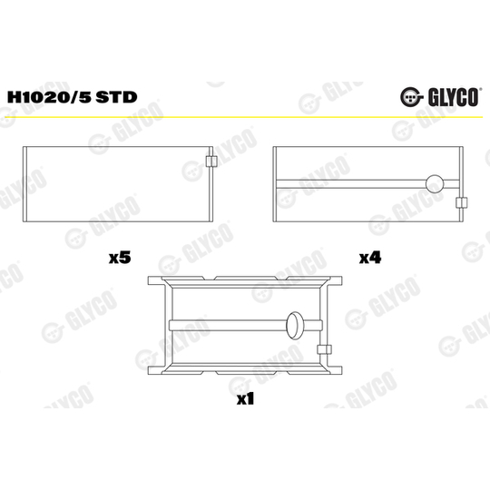 H1020/5 STD - Crankshaft Bearing Set 