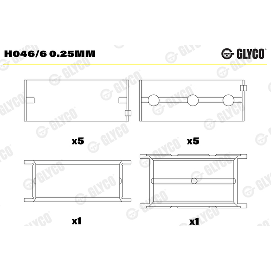 H046/6 0.25mm - Main Bearings, crankshaft 