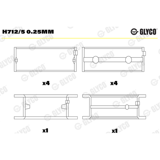 H712/5 0.25mm - Crankshaft Bearings 