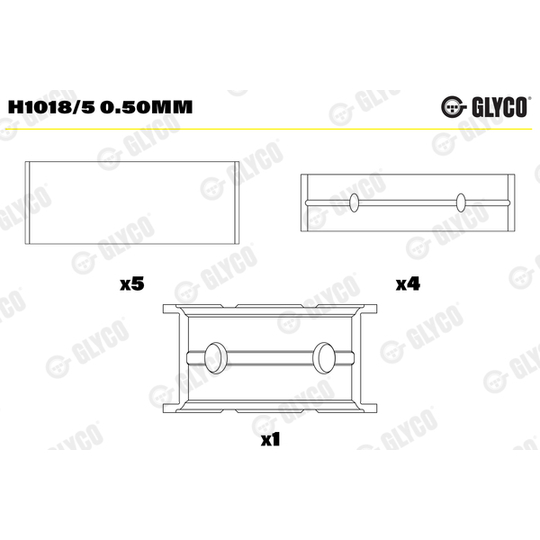 H1018/5 0.50mm - Crankshaft Bearings 