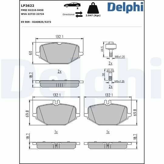 LP3622 - Brake Pad Set, disc brake 