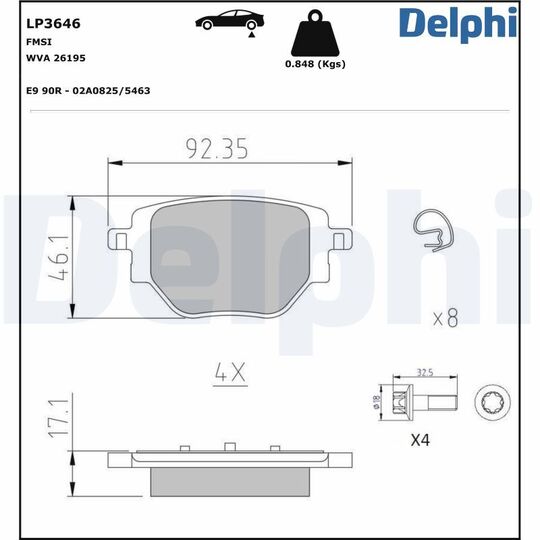 LP3646 - Brake Pad Set, disc brake 