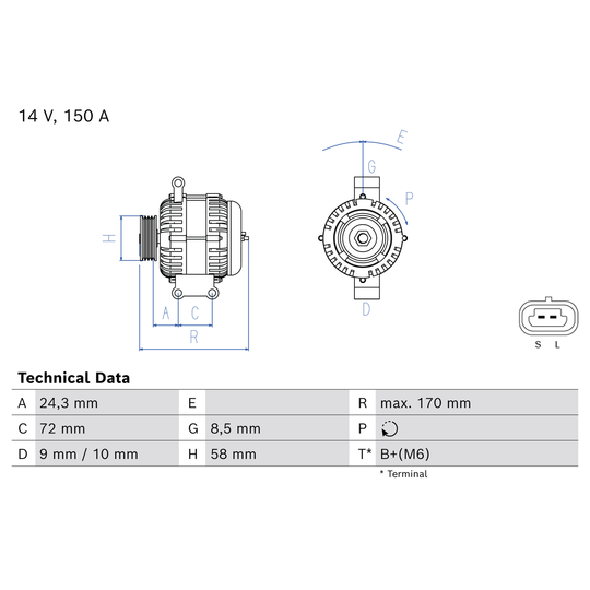 0 986 085 110 - Alternator 