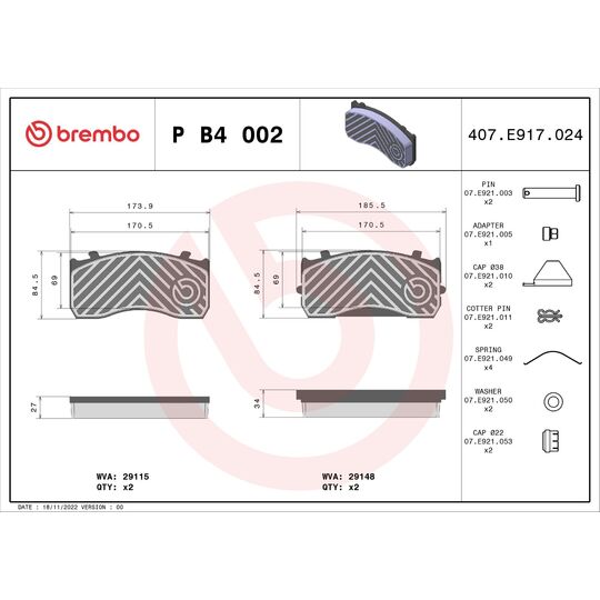 P B4 002 - Brake Pad Set, disc brake 