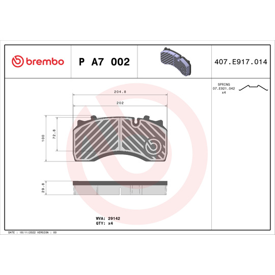 P A7 002 - Brake Pad Set, disc brake 