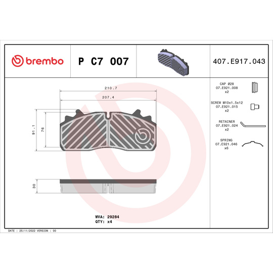 P C7 007 - Brake Pad Set, disc brake 