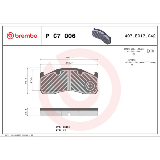 P C7 006 - Brake Pad Set, disc brake 