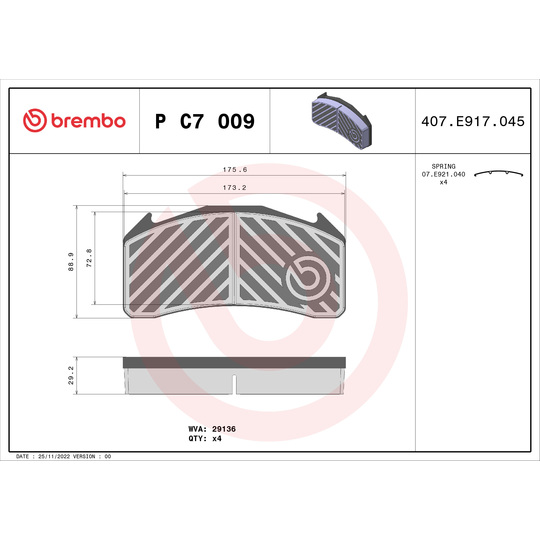 P C7 009 - Brake Pad Set, disc brake 