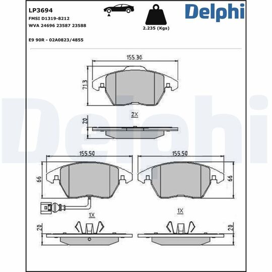 LP3694 - Brake Pad Set, disc brake 