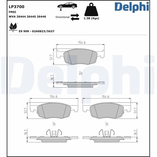 LP3700 - Brake Pad Set, disc brake 