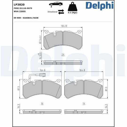 LP3820 - Brake Pad Set, disc brake 