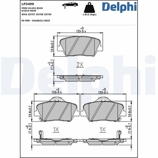 LP3499 - Brake Pad Set, disc brake 