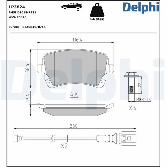 LP3824 - Brake Pad Set, disc brake 