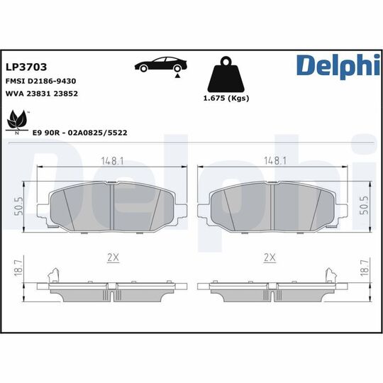 LP3703 - Brake Pad Set, disc brake 