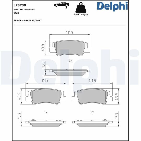 LP3738 - Brake Pad Set, disc brake 