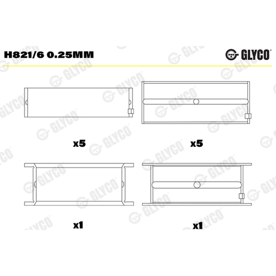 H821/6 0.25mm - Crankshaft Bearings 