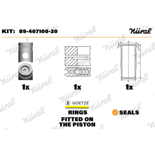 89-407100-20 - Rep. sats, kolv/cylinderfoder 