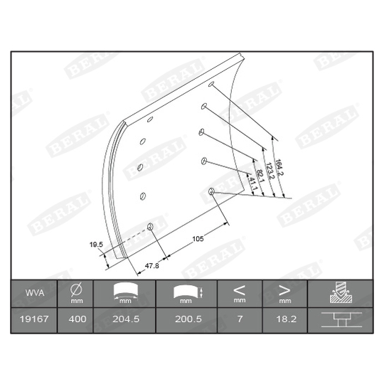 KBL19166.0-1517 - Brake Lining Kit, drum brake 