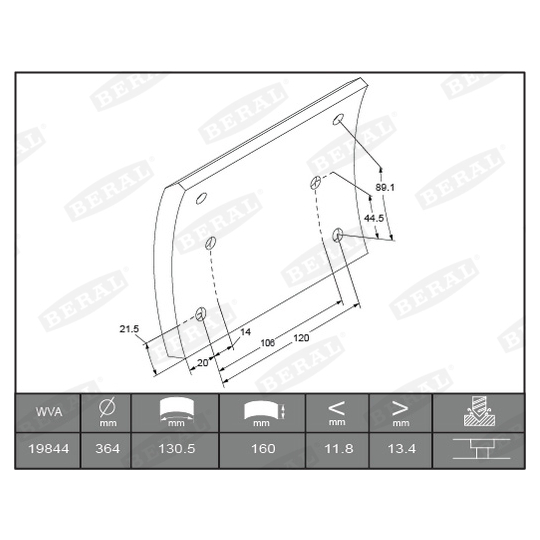 KBL19506.1-1561 - Brake Lining Kit, drum brake 