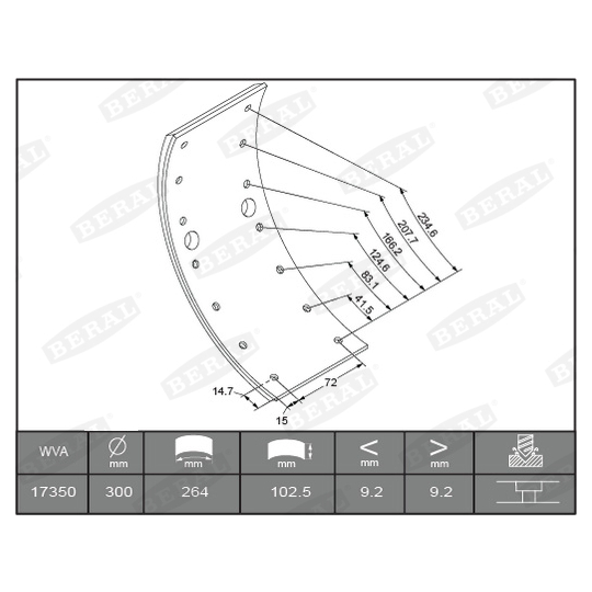 KBL17350.0-1561 - Brake Lining Kit, drum brake 