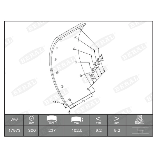 KBL17350.0-1561 - Brake Lining Kit, drum brake 