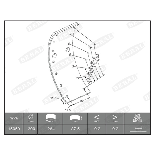 KBL15059.0-1561 - Brake Lining Kit, drum brake 