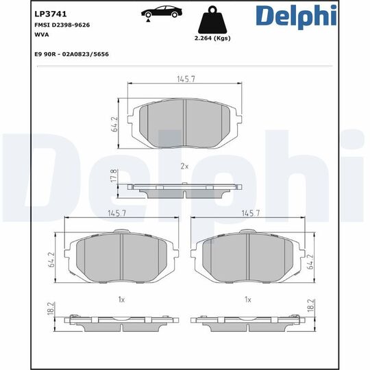 LP3741 - Brake Pad Set, disc brake 