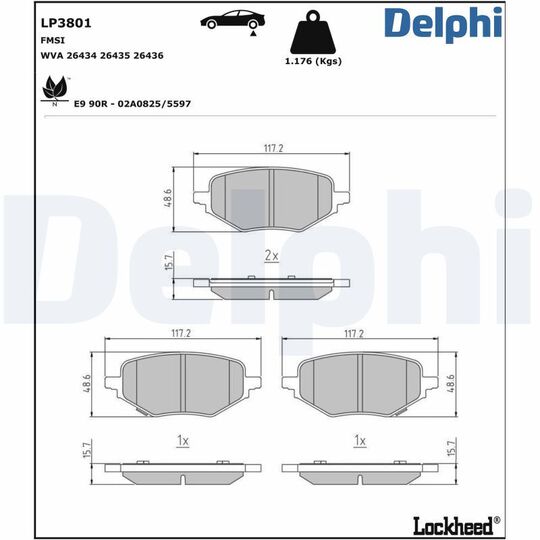 LP3801 - Brake Pad Set, disc brake 