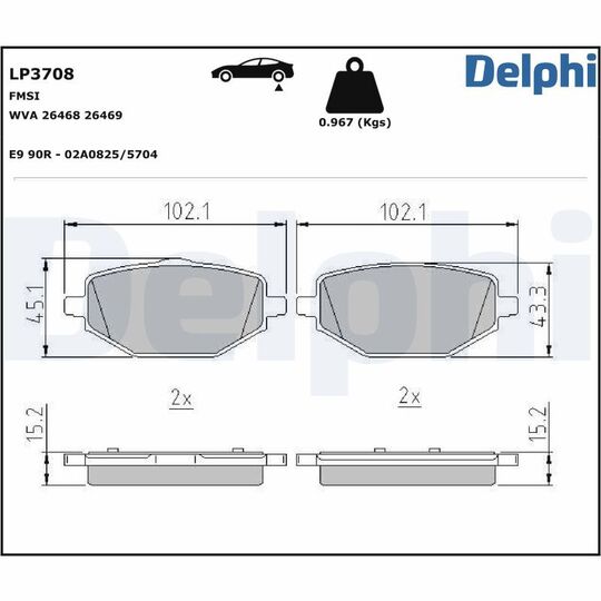 LP3708 - Brake Pad Set, disc brake 