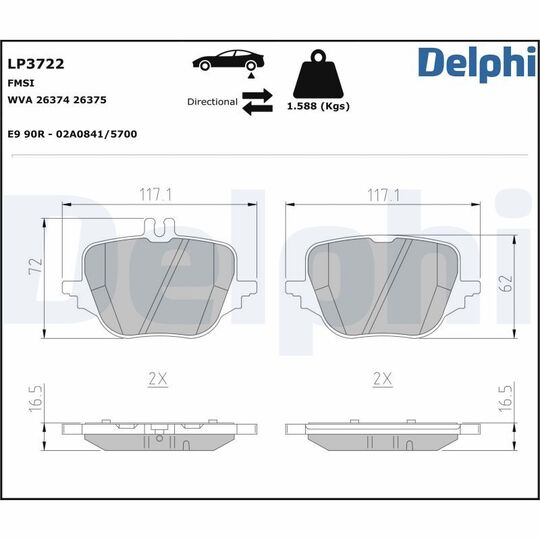 LP3722 - Brake Pad Set, disc brake 