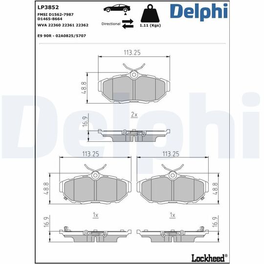 LP3852 - Brake Pad Set, disc brake 