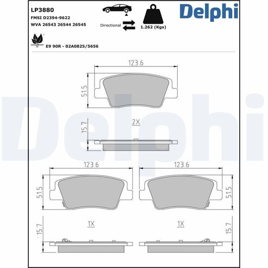 LP3880 - Brake Pad Set, disc brake 